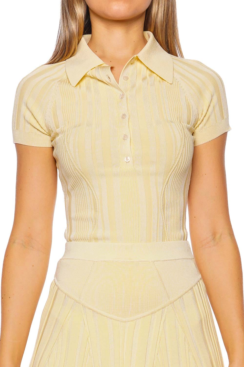 Fleur Du Mal Rib Polo Bodysuit BS0478 Butter