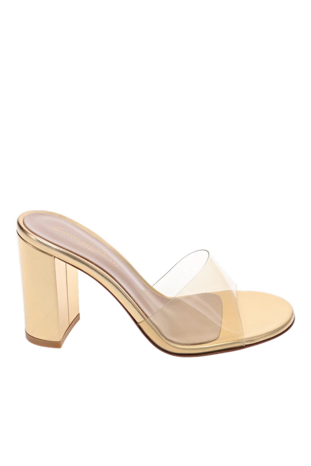 Gianvito Rossi Transparent Metal Block Mule Sandal