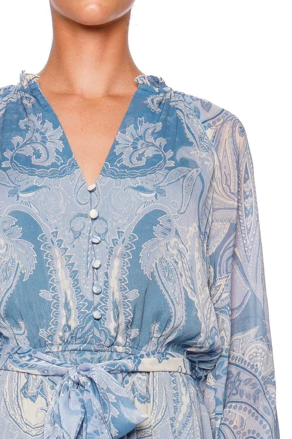 Hemant and Nandita Fiza Blue Paisley Belted Romper