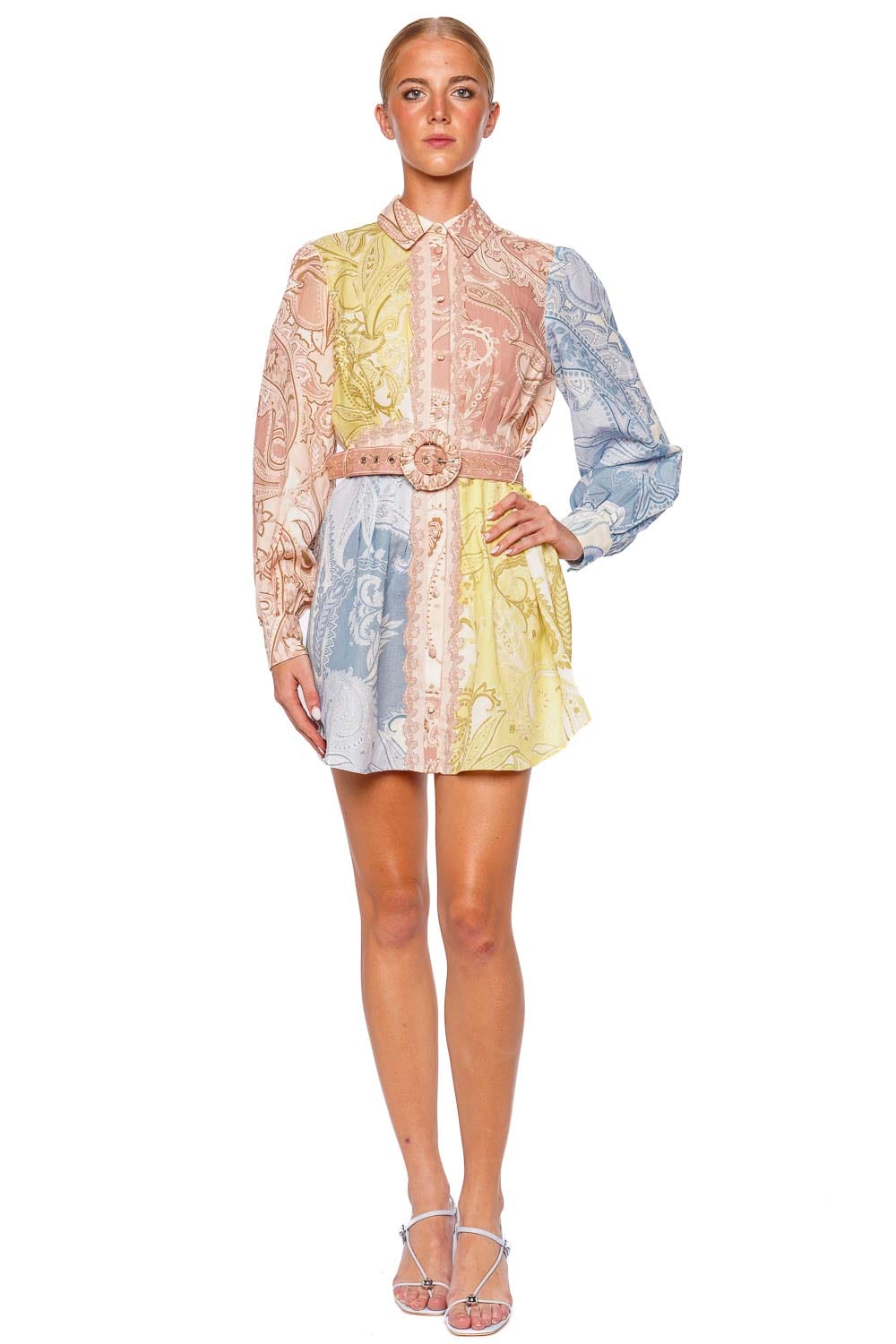 Hemant and Nandita Fiza Paisley Belted Mini Shirt Dress