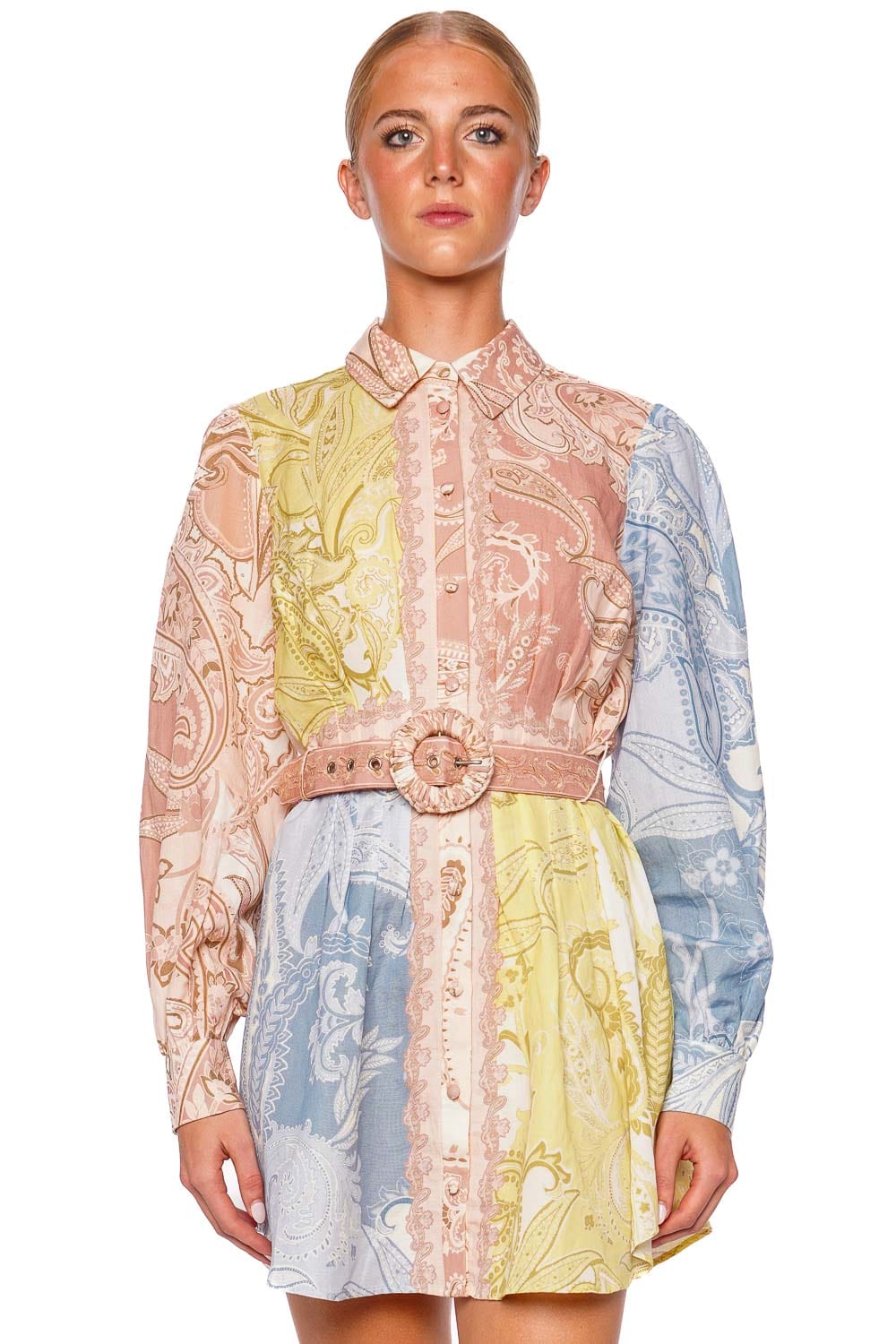 Hemant and Nandita Fiza Paisley Belted Mini Shirt Dress