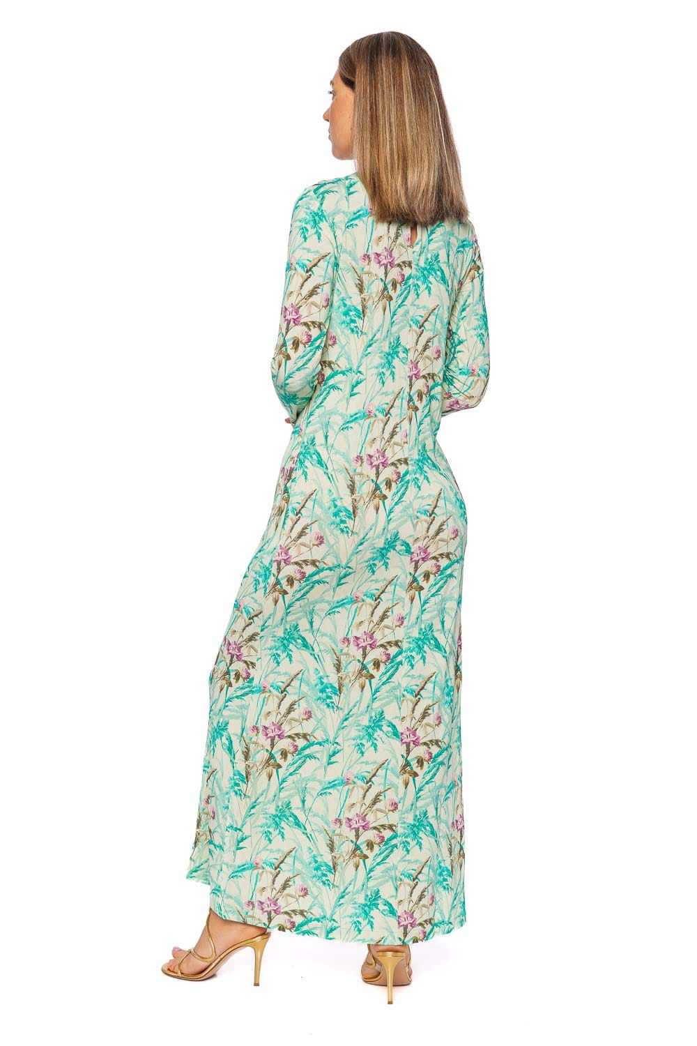 La Double J Floral Jersey Long Sleeve Midi Dress