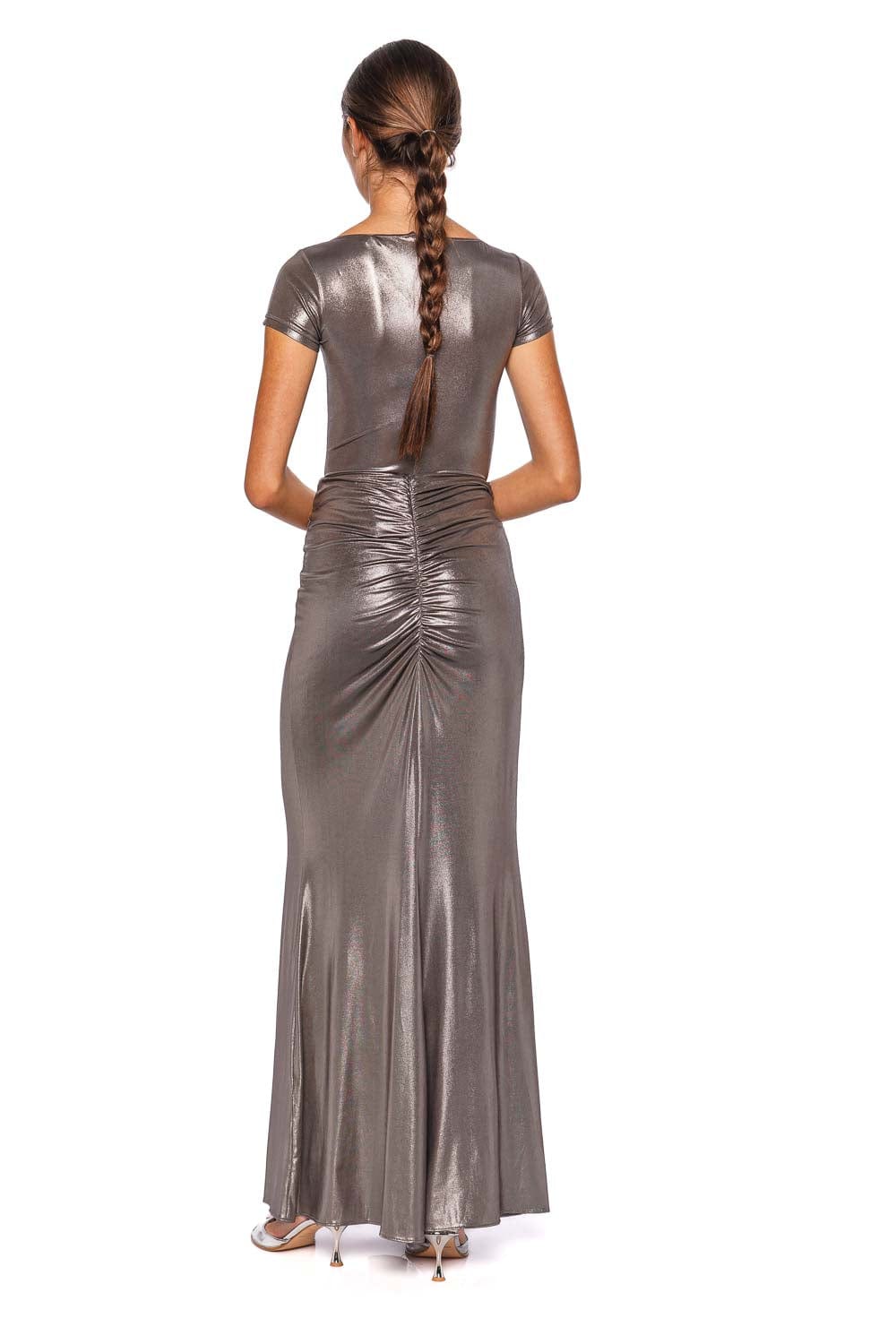 LAPOINTE Steel Coated Jersey Ruched Maxi Skirt