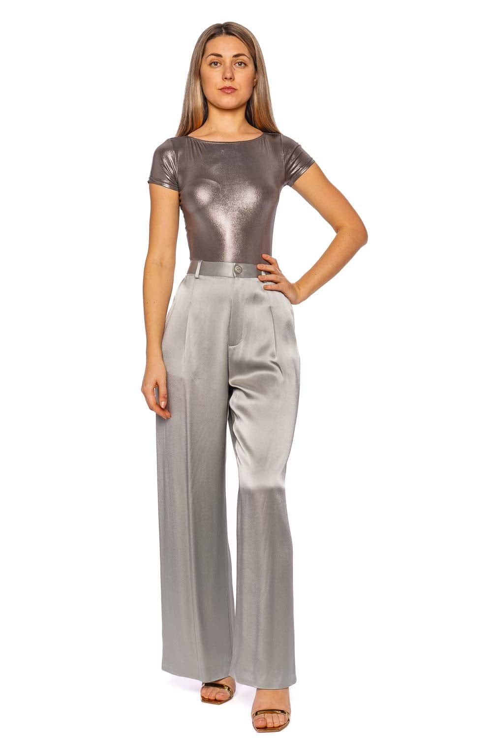 LAPOINTE Jade Satin Relaxed Pleated Pant