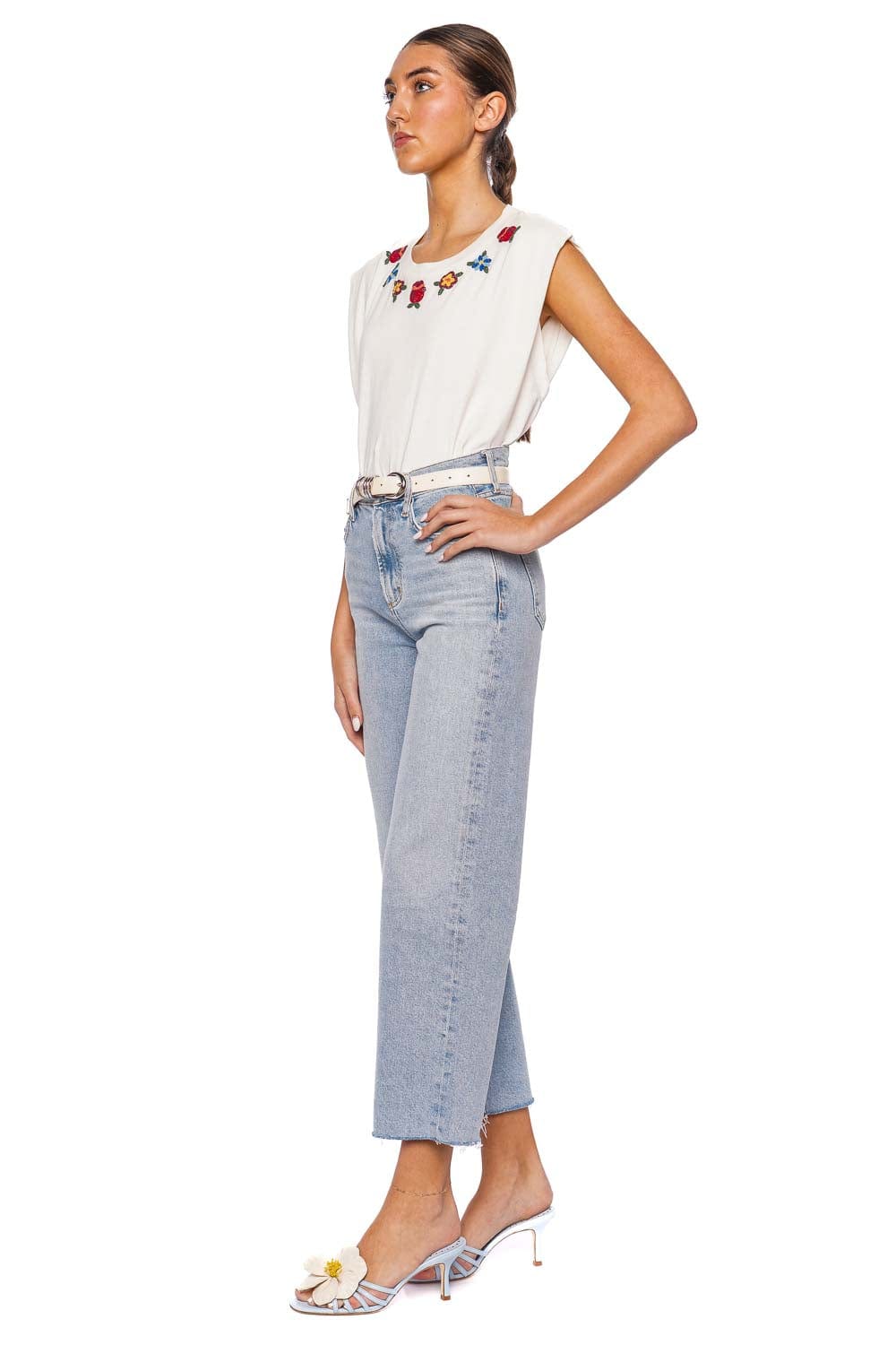 AGOLDE Ren Wide Leg Crop Fray Jean