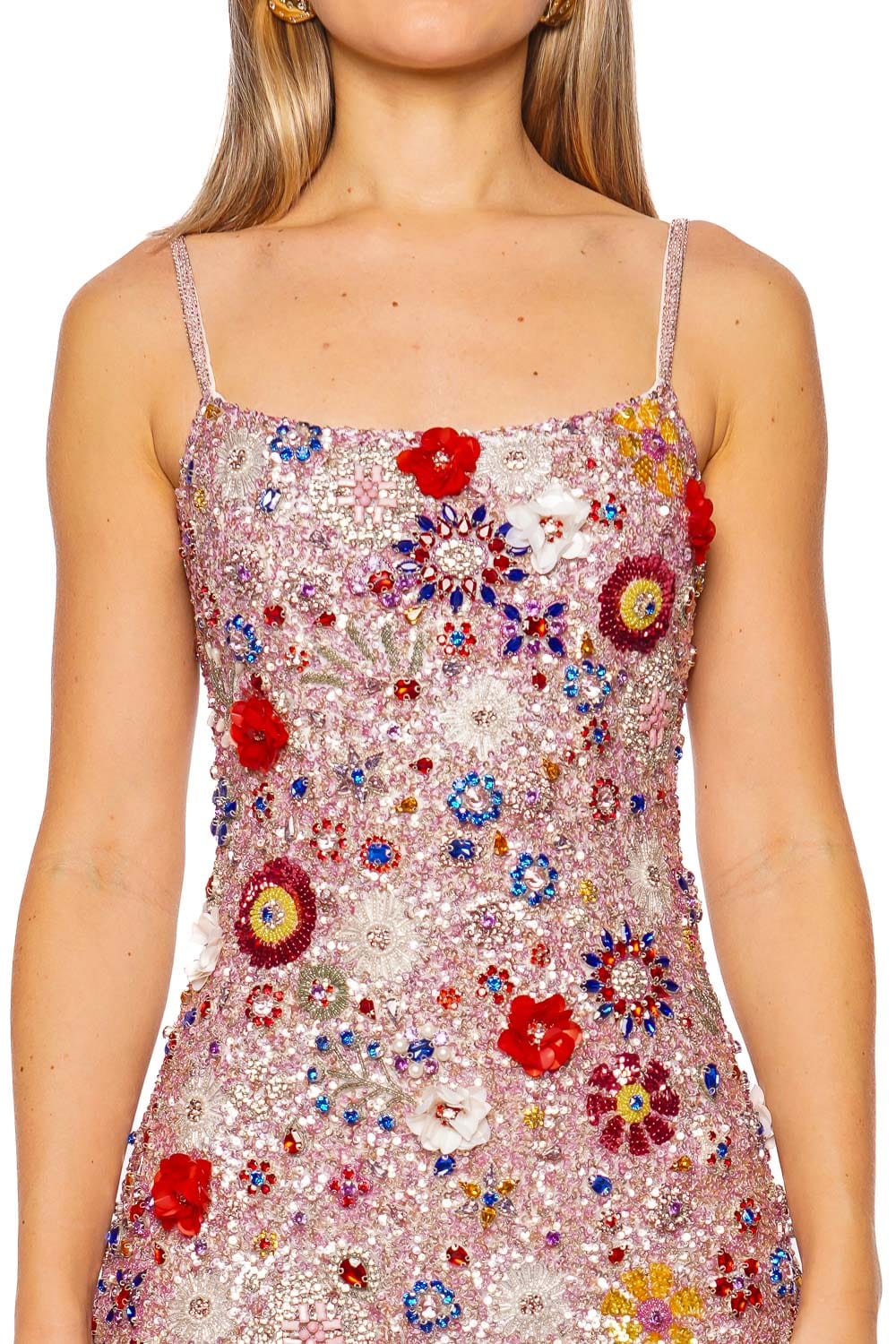 Rachel Gilbert Francesca Floral Hand Embroidered Mini Dress