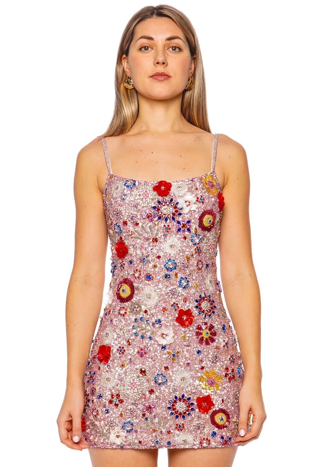 Rachel Gilbert Francesca Floral Hand Embroidered Mini Dress