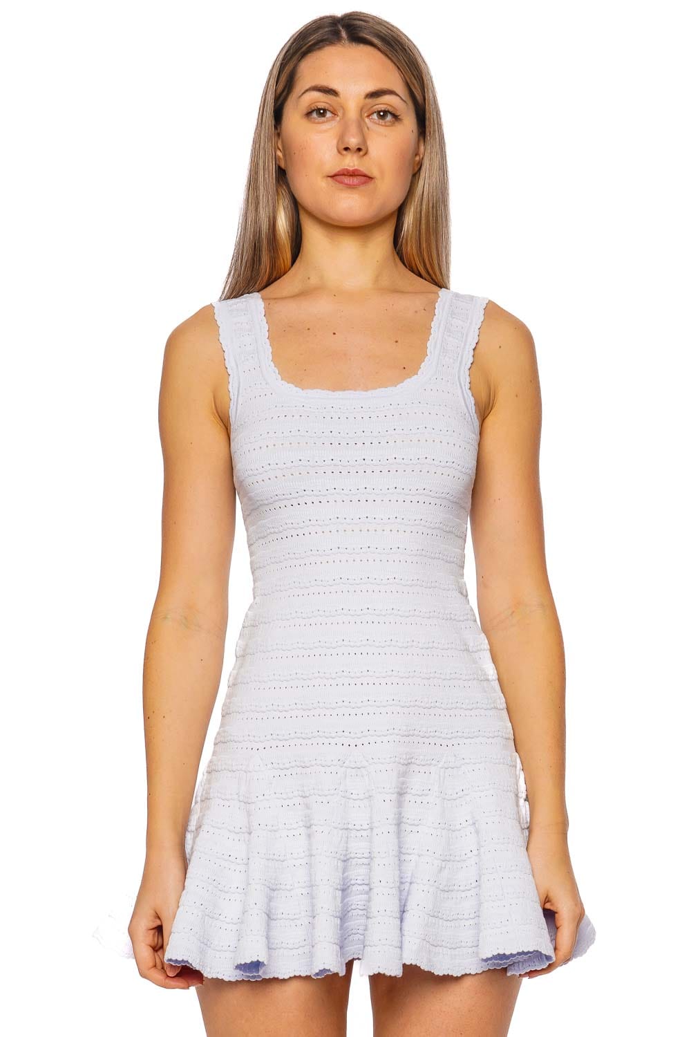 LoveShackFancy Maryanne Morning Sky Knit Mini Dress