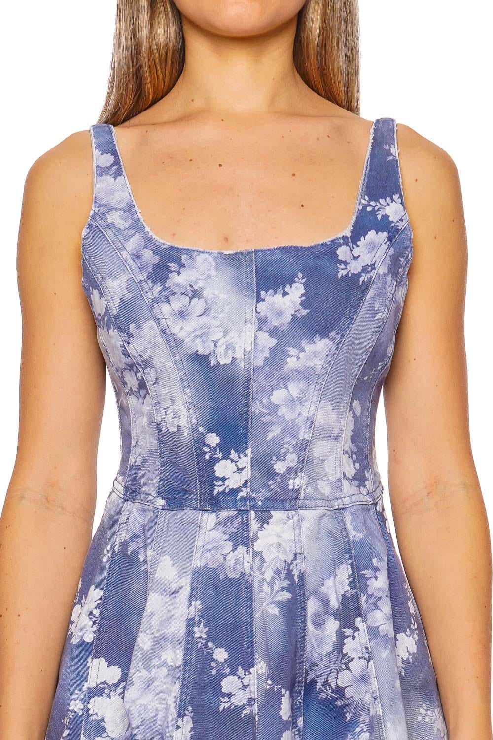 LoveShackFancy Piero Floral Denim Mini Dress