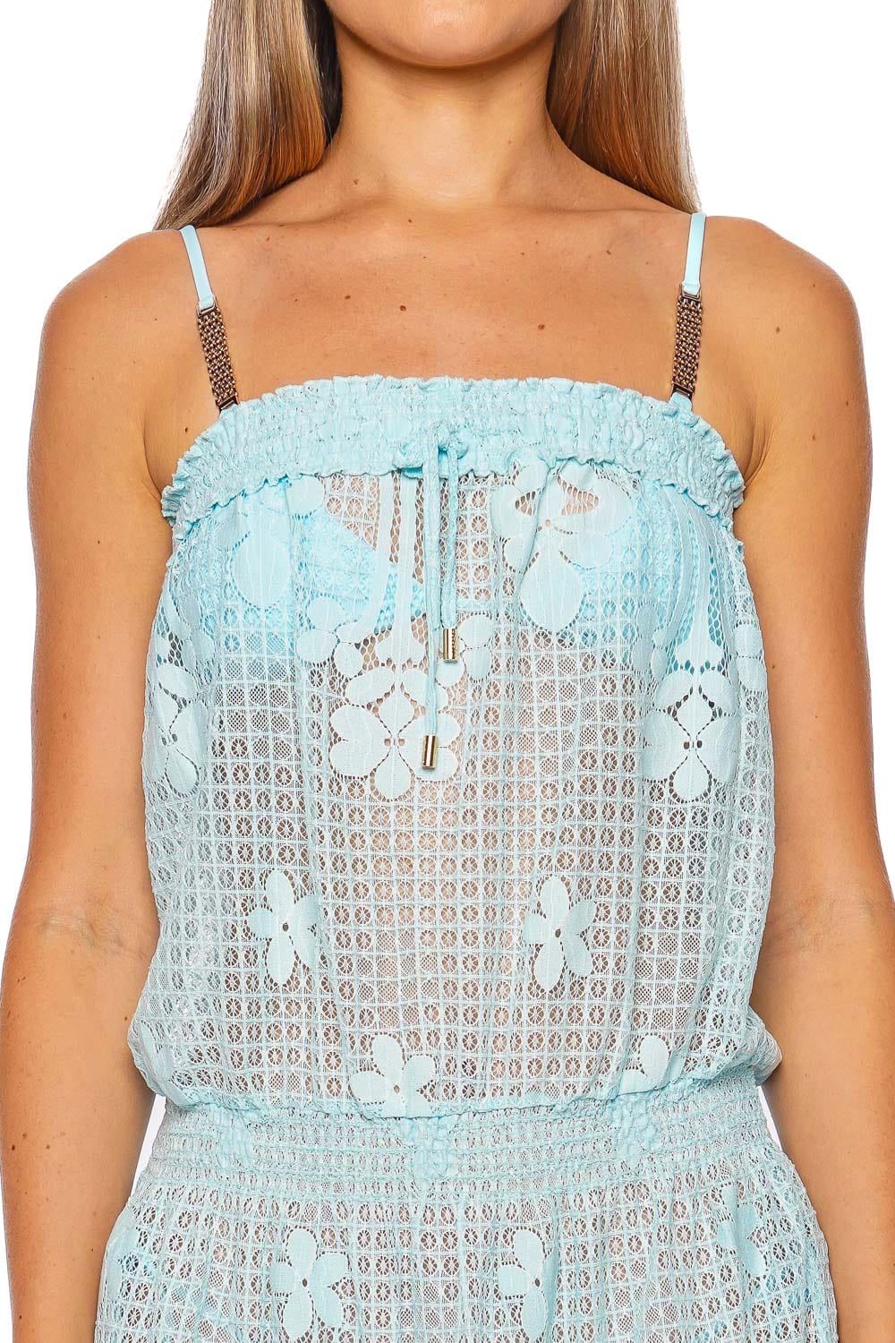 Melissa Odabash Isla Sky Strapless Lace Cover Up