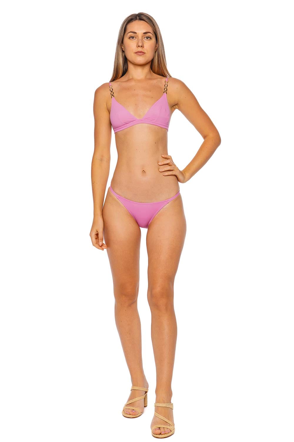 Melissa Odabash Mexico Pink Chain Embellished Bikini Top