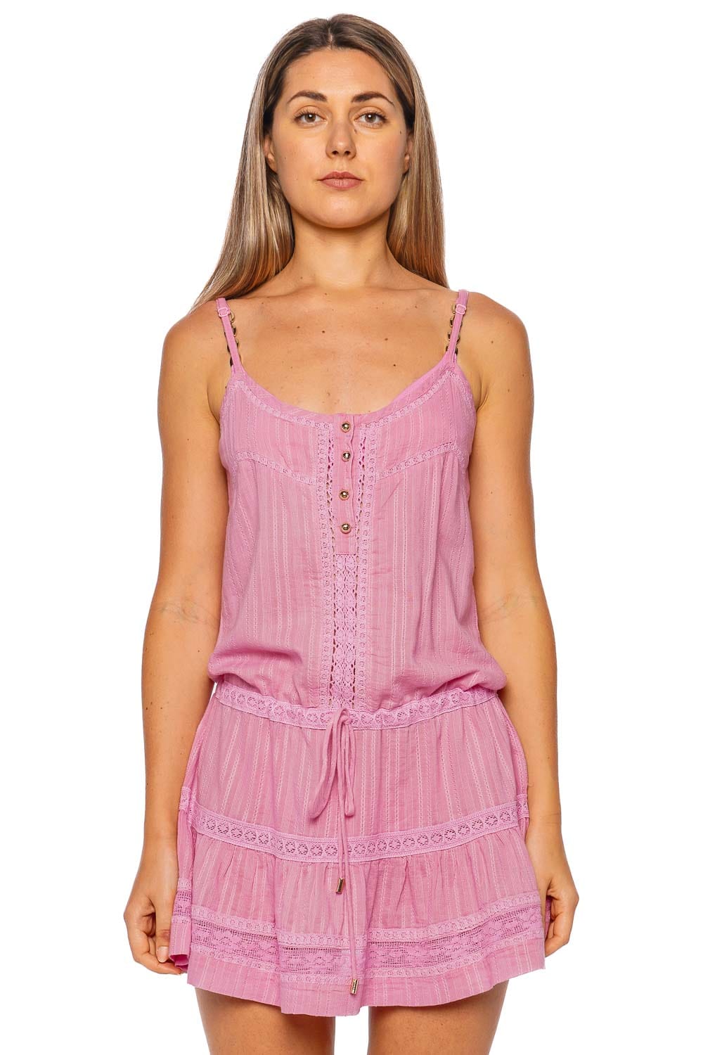 Melissa Odabash Kelly Pink Embroidered Cover Up Mini Dress