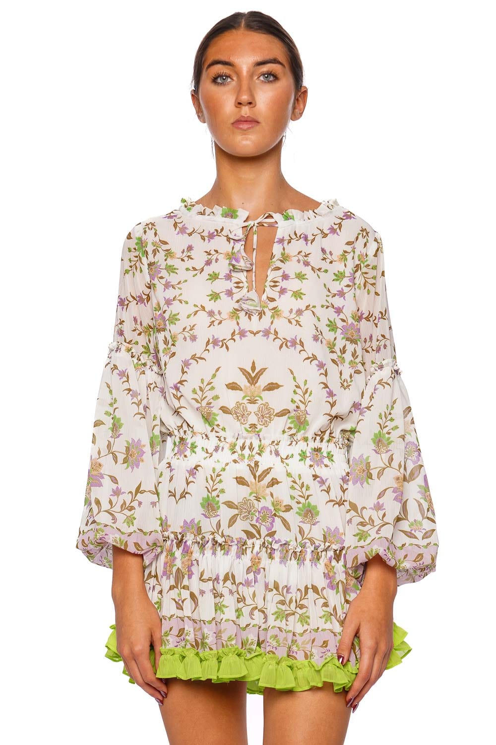 MISA LOS ANGELES Elisabetta Secret Garden Long Sleeve Mini Dress