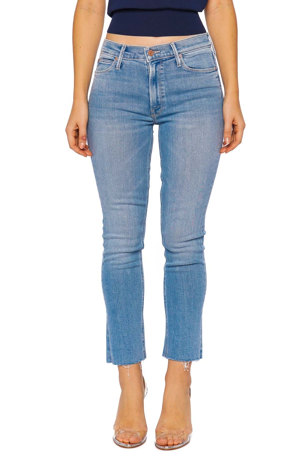 MOTHER Denim The Mid Rise Dazzler Ankle Fray Jean