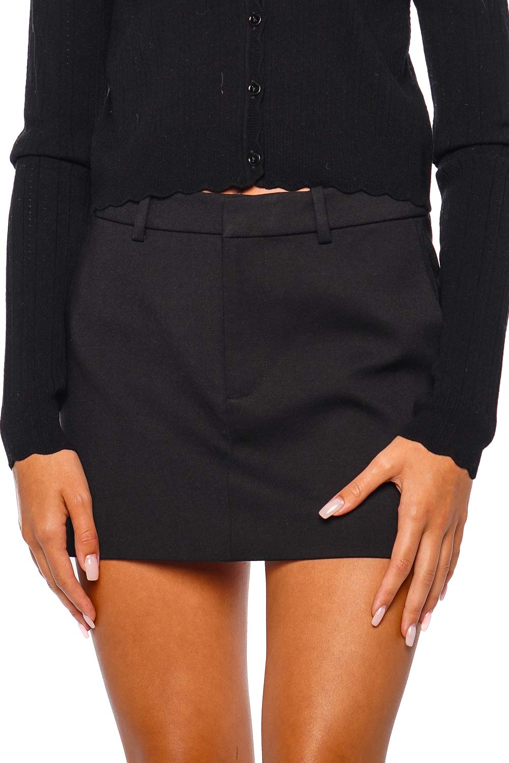 SER.O.YA Lillith Black Tailored Mini Skirt