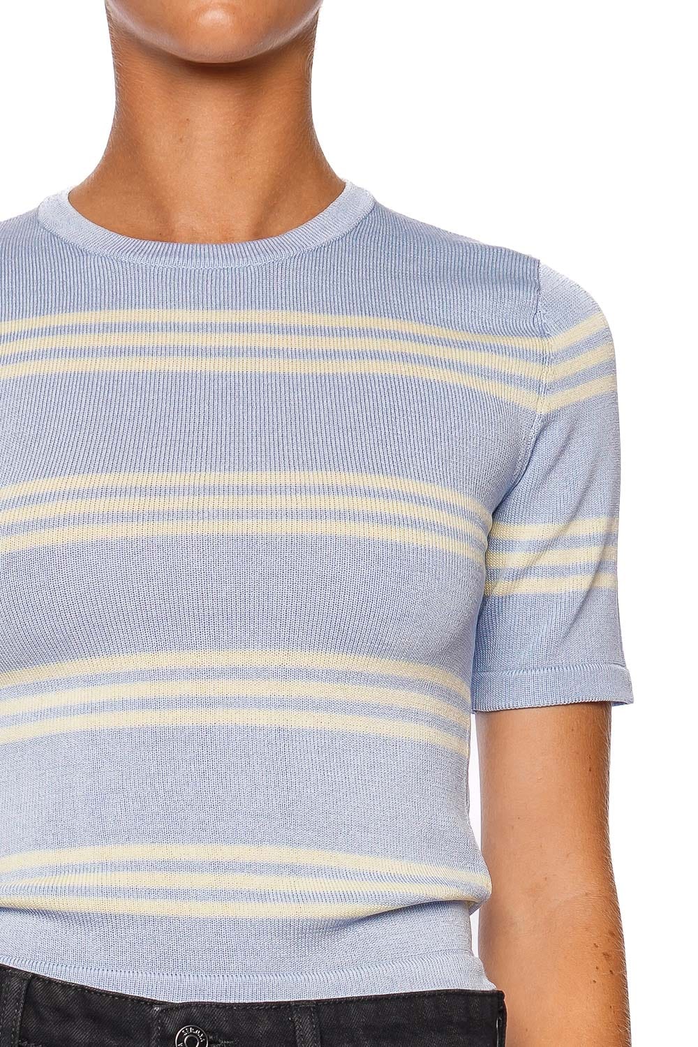 SER.O.YA Ry Ice Blue Striped Knit Top