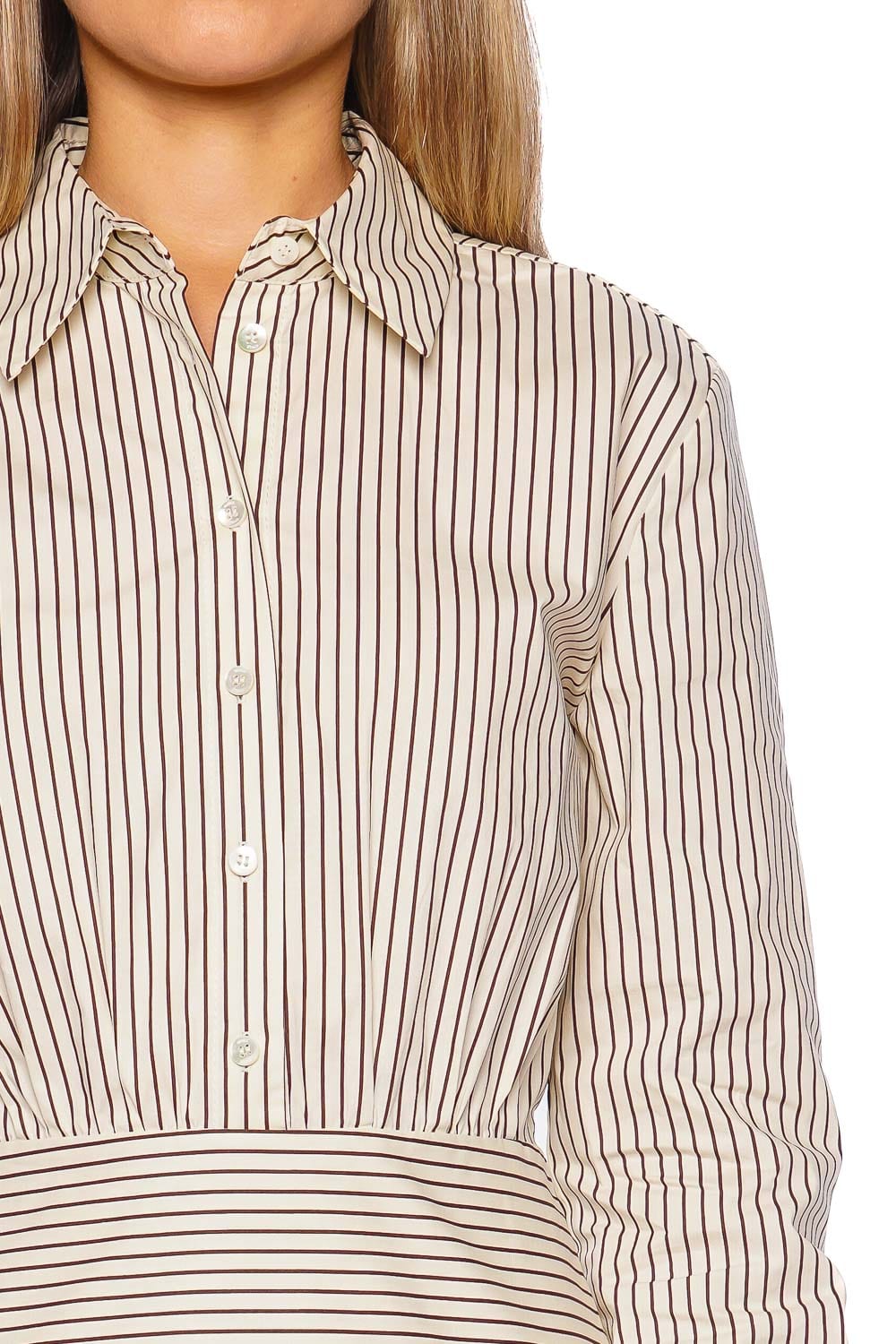 Staud Rocco Striped Cotton Mini Shirt Dress