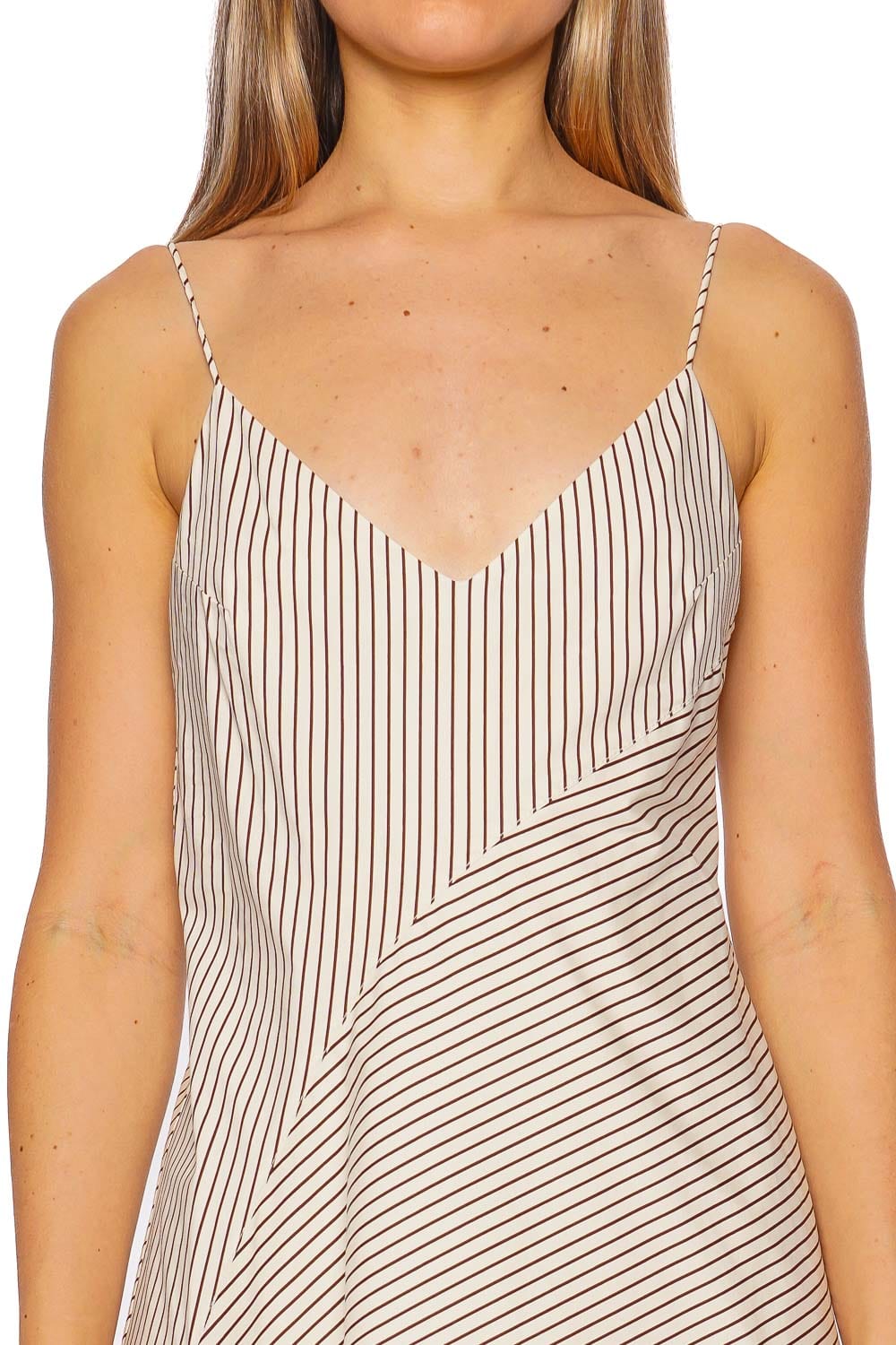 Staud Gatto Striped Asymmetrical Midi Dress