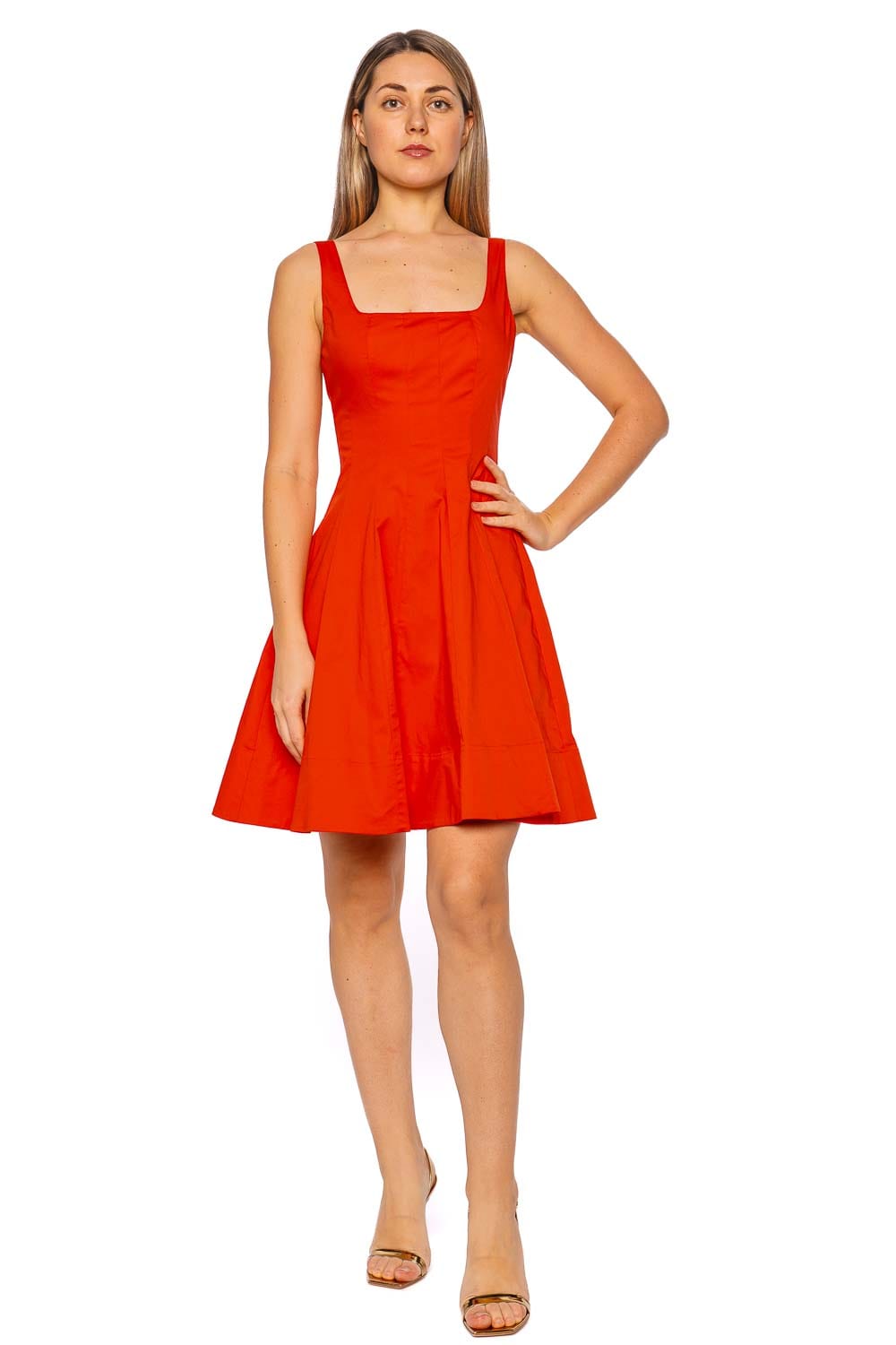 Staud Wells Cayenne Cotton Mini Dress