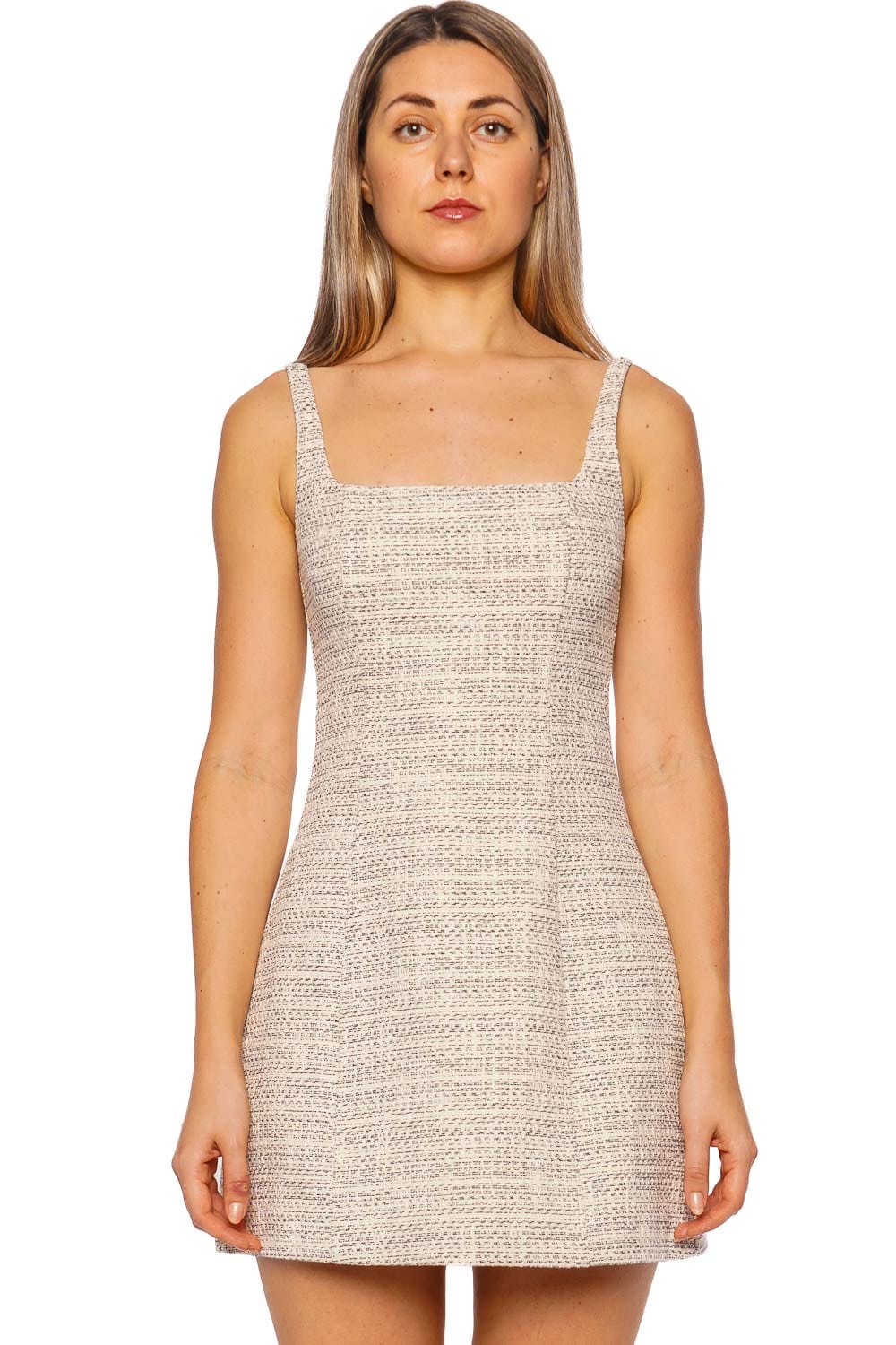 Staud Edie Ivory Tweed Mini Dress