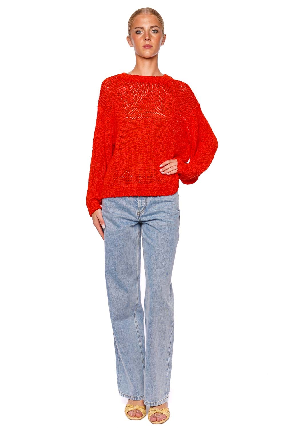 Staud Cala Cayenne Open Stitch Sweater