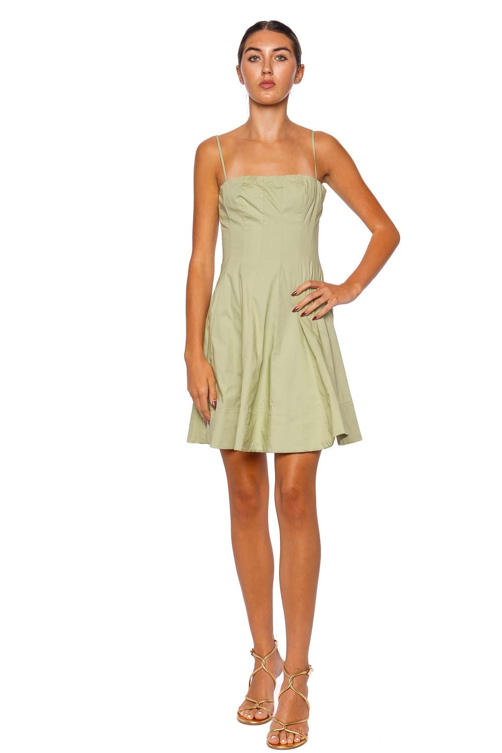 Staud Wylie Pale Jade Cotton Mini Dress