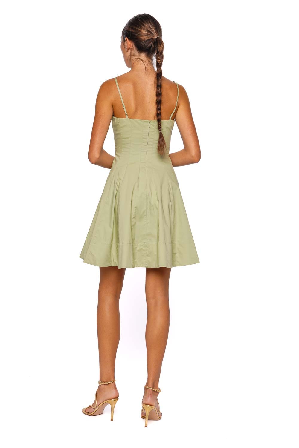 Staud Wylie Pale Jade Cotton Mini Dress