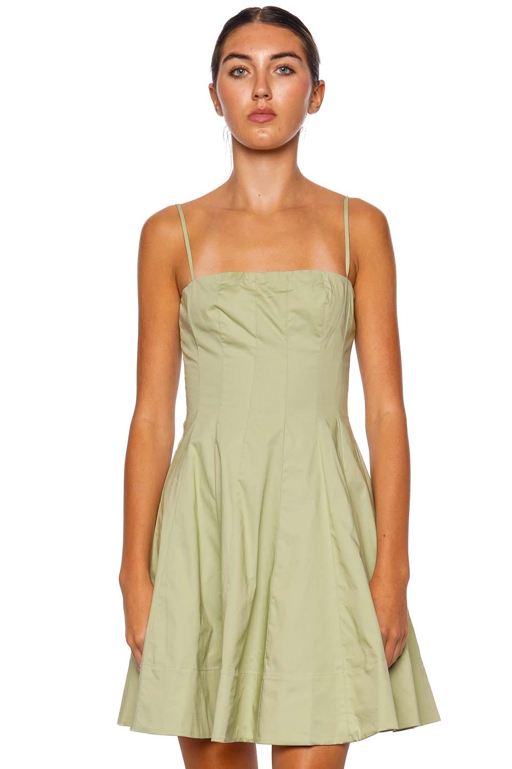 Staud Wylie Pale Jade Cotton Mini Dress