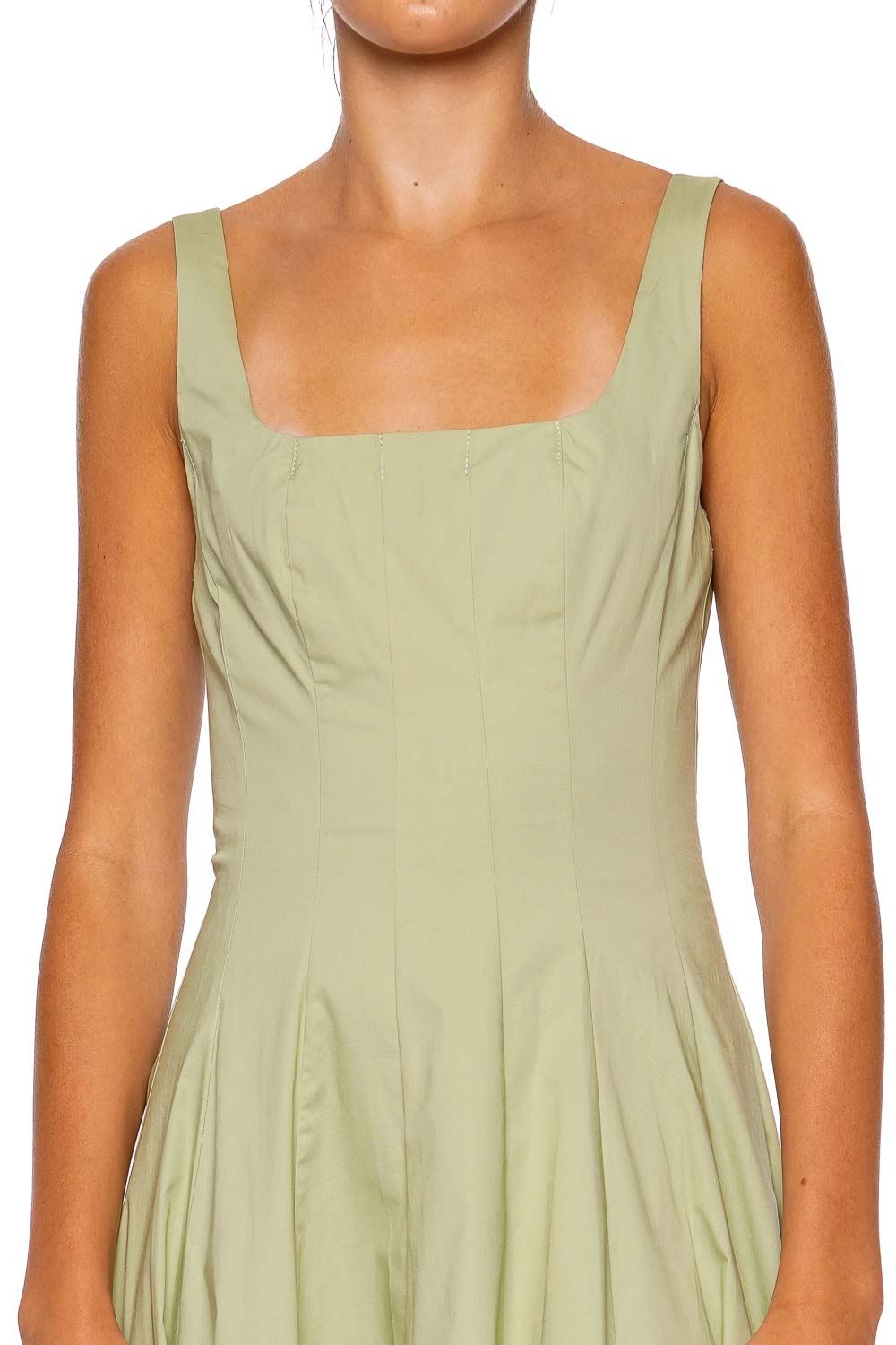 Staud Wells Pale Jade Cotton Midi Dress