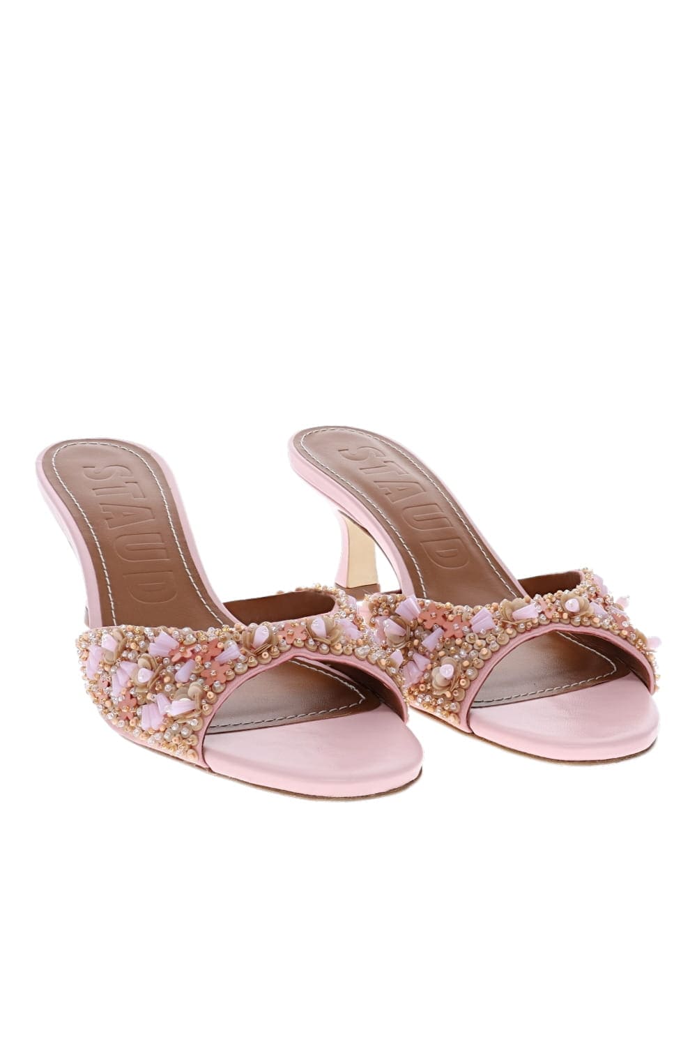 Brigitte Pink Embellished Kitten Mule