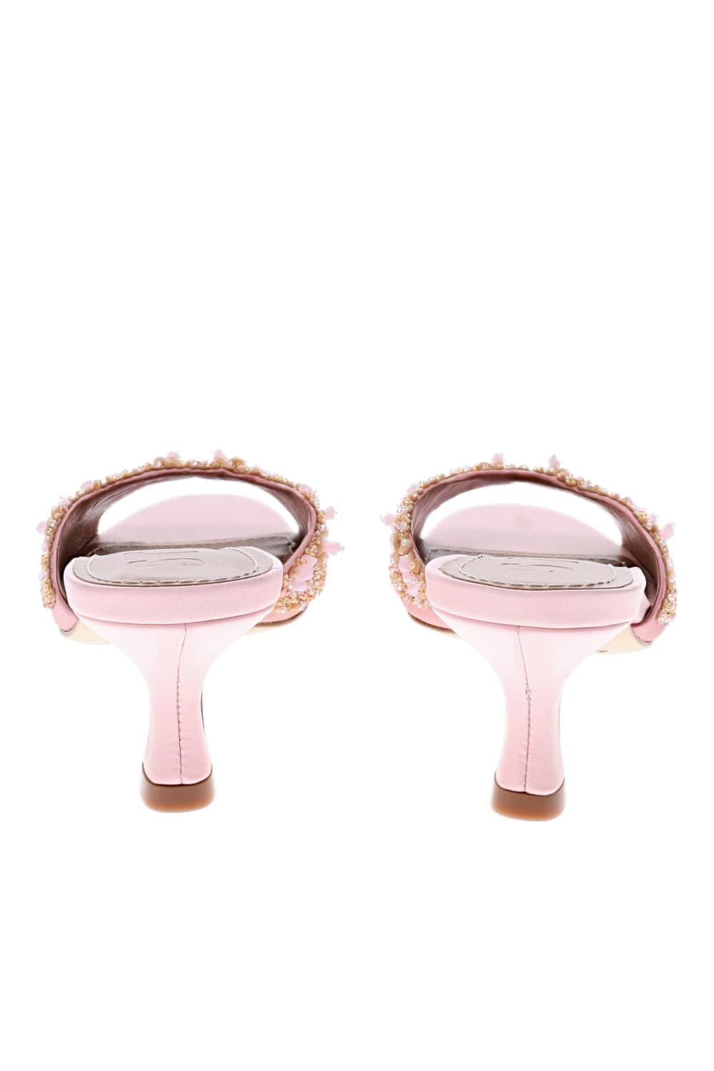Staud Brigitte Pink Embellished Kitten Mule