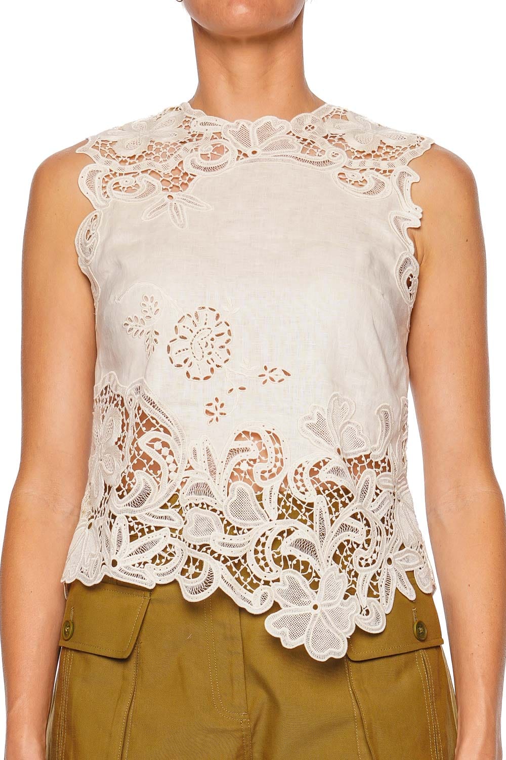 Ulla Johnson Marlis Pristine Botanical Lace Linen Top