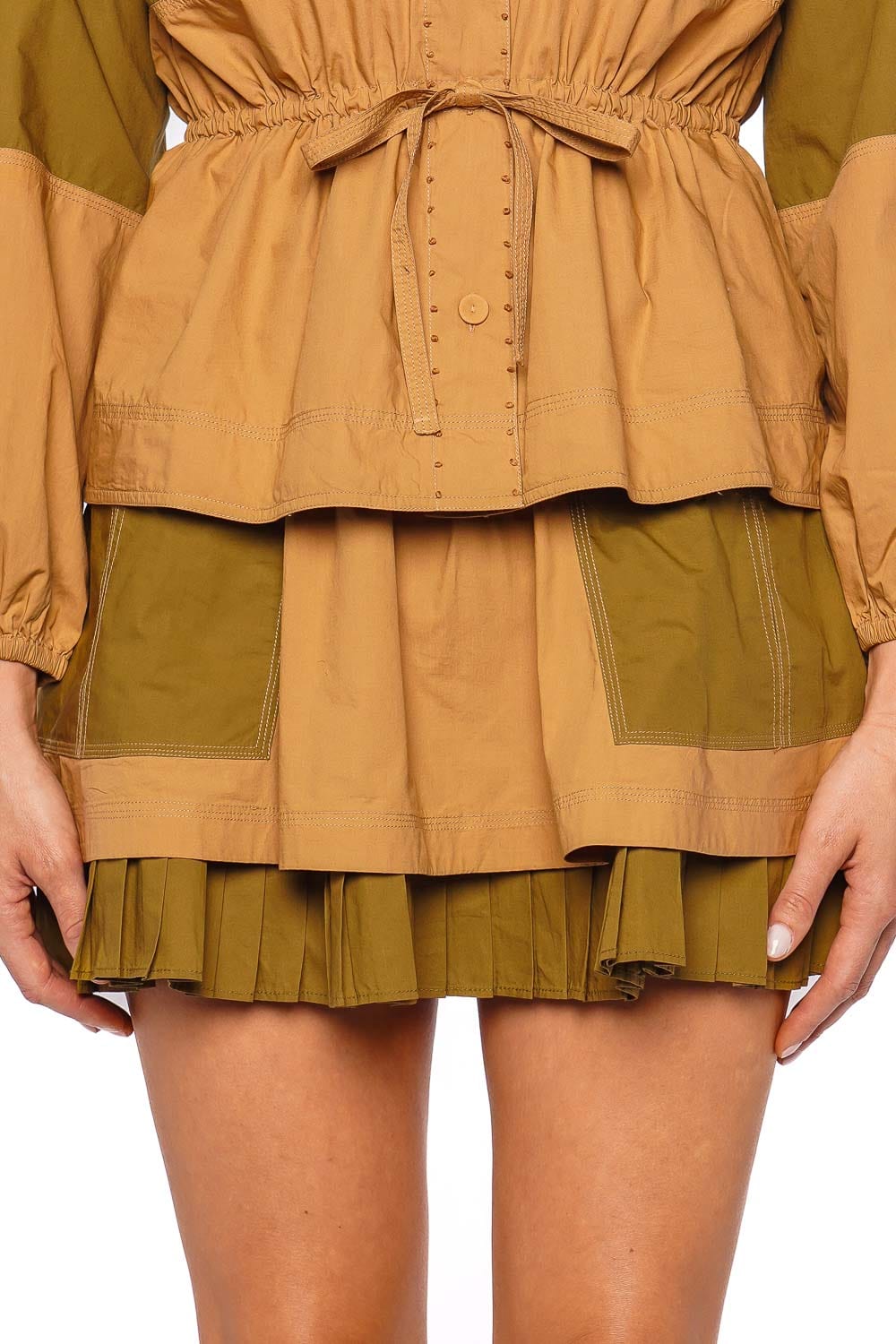 Jaqueline Color Block Utility Mini Skirt
