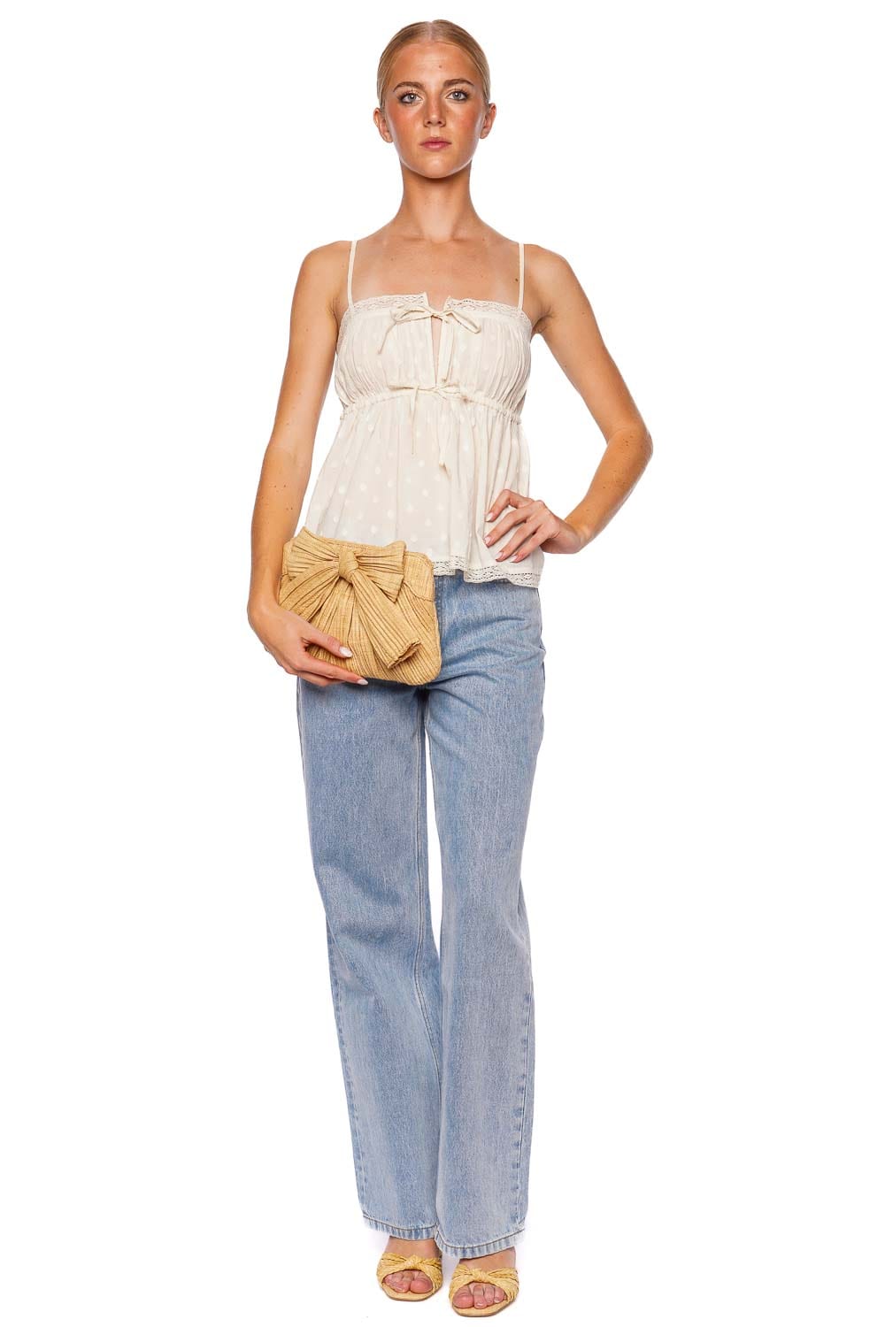 Ulla Johnson Quinn Pristine Dotted Lace Trim Top