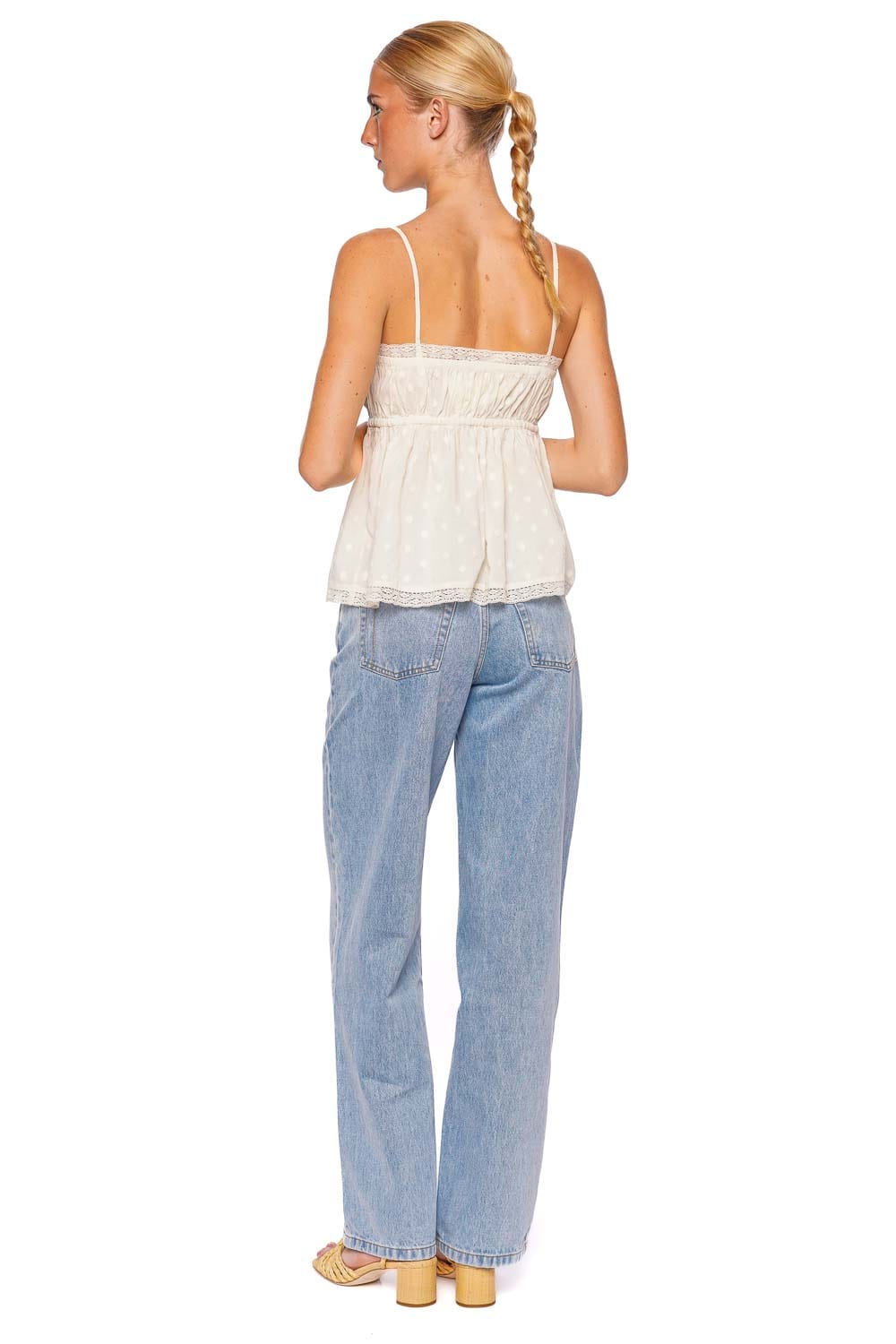 Ulla Johnson Quinn Pristine Dotted Lace Trim Top