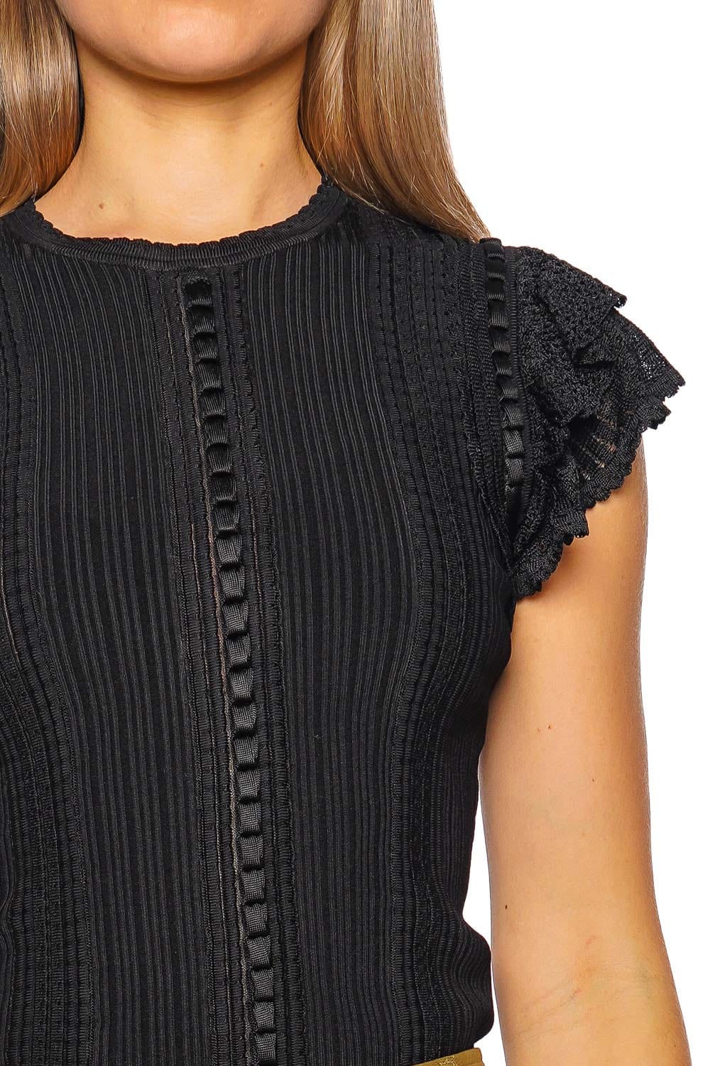 Ulla Johnson Giulia Noir Ruffled Knit Top