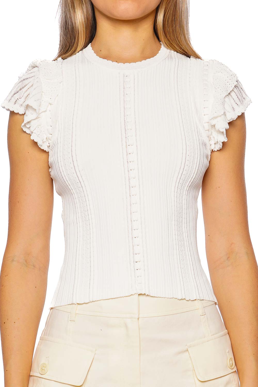 Ulla Johnson Giulia Pristine Ruffled Knit Top