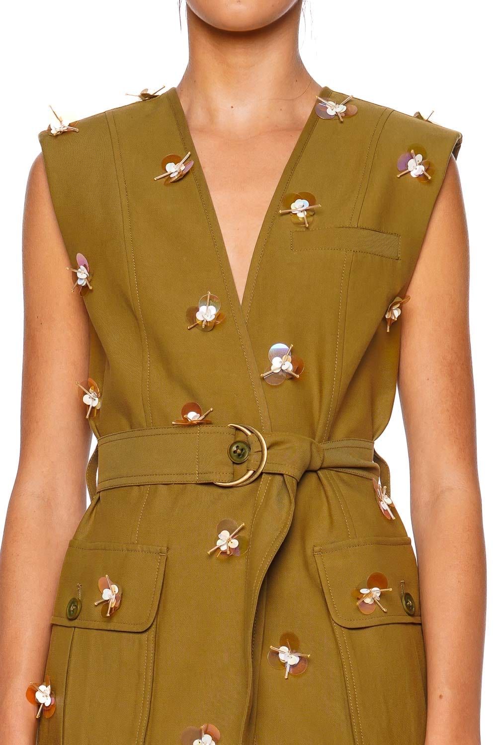 Ulla Johnson Twyla Belted Embellished Utility Vest