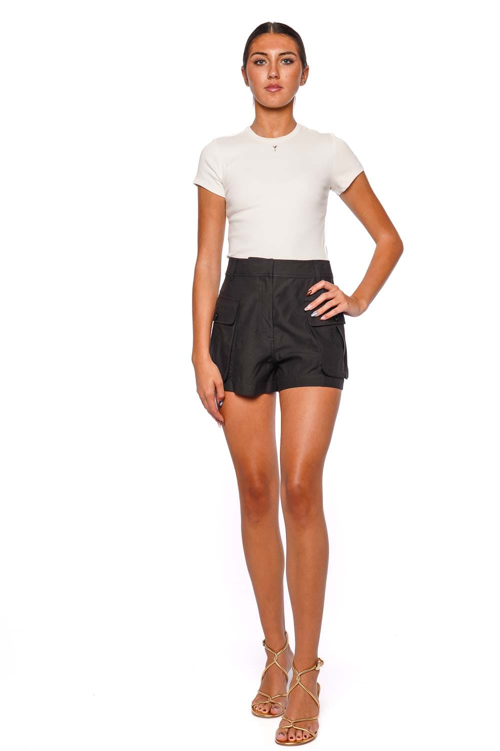Ulla Johnson Sadie Noir Tailored High-Waist Shorts