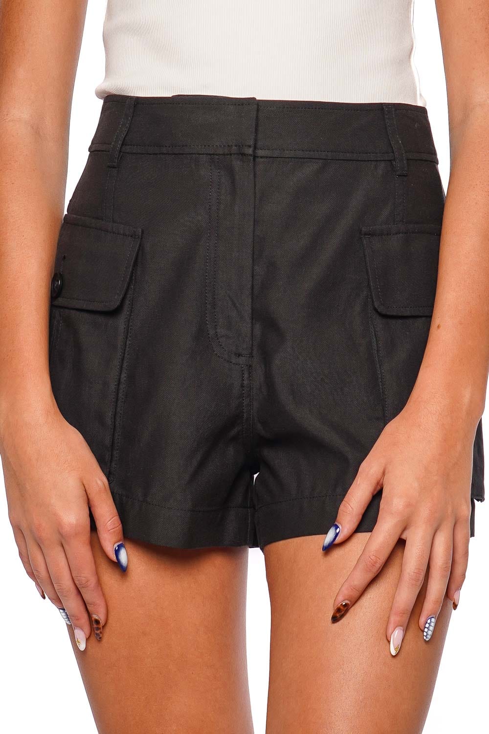 Ulla Johnson Sadie Noir Tailored High-Waist Shorts