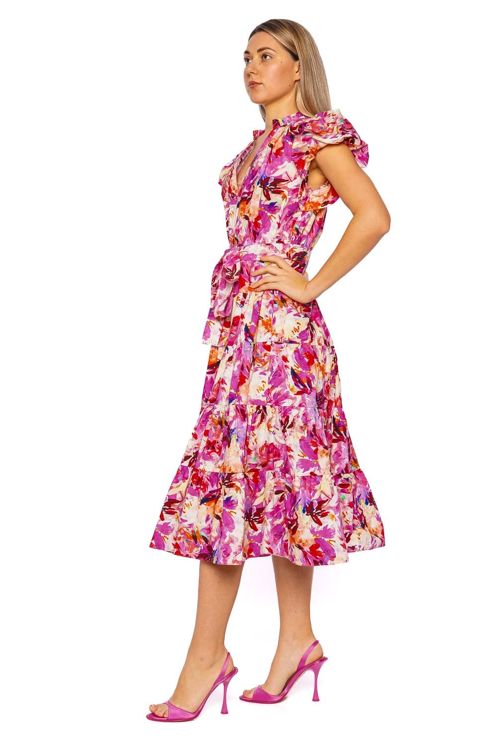 Ulla Johnson Ottilie Azalea Belted Cotton Midi Dress