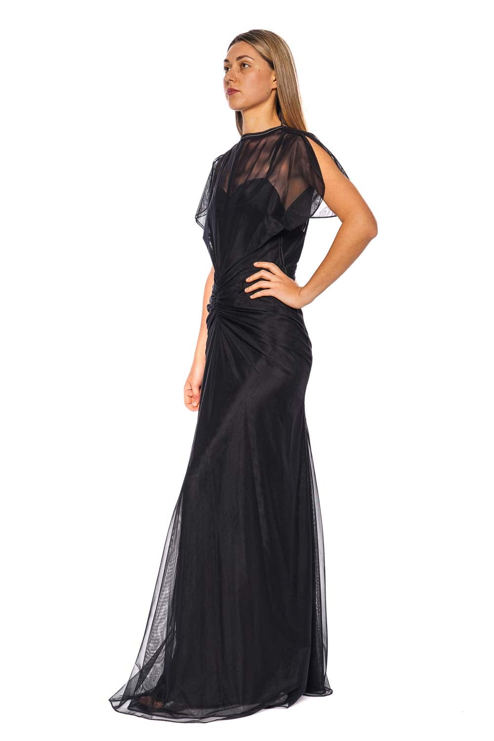 オールインワン・サロペット Victoria Beckham Gathered Waist Floor-Length Dress Gathered Waist Midi Dress In Ice | Designer Dresses