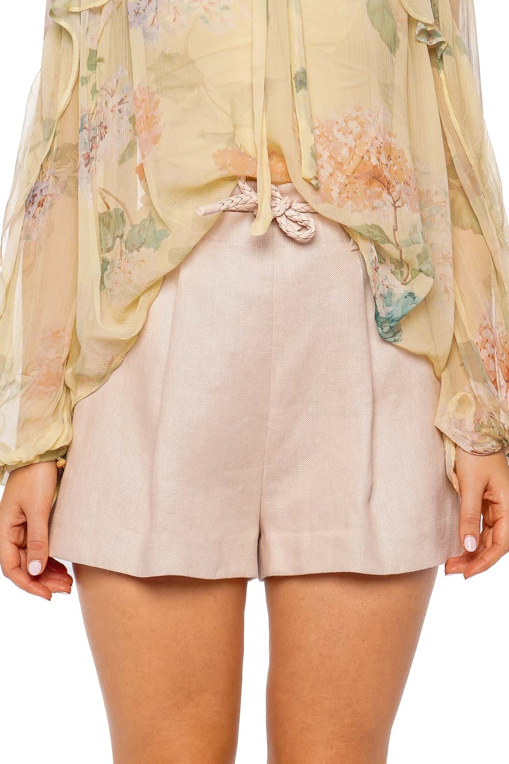 ZIMMERMANN Illuminate Pink Linen Belted Short