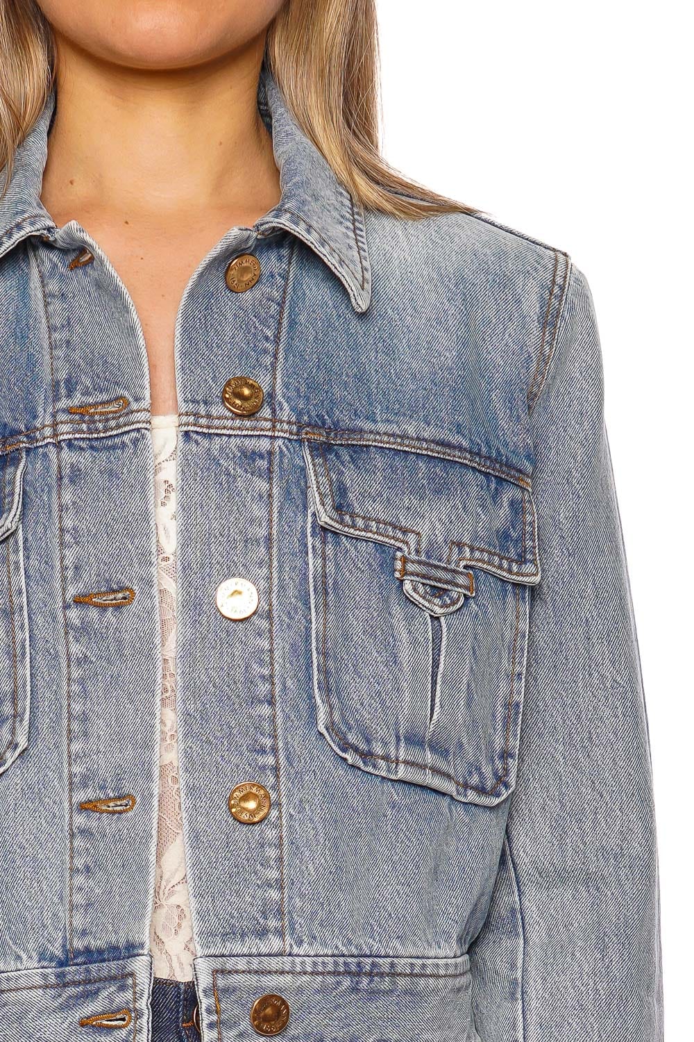 ZIMMERMANN Sea Foam Cropped Denim jacket