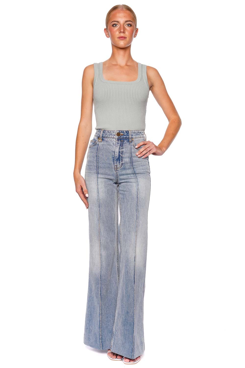 ZIMMERMANN Sea Foam Wide Leg Jean