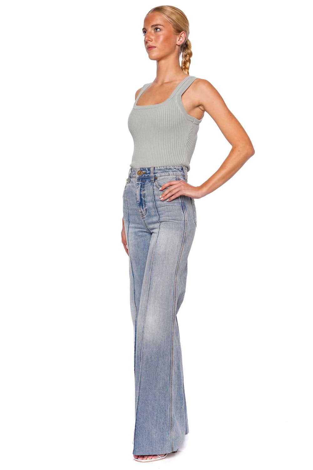 ZIMMERMANN Sea Foam Wide Leg Jean