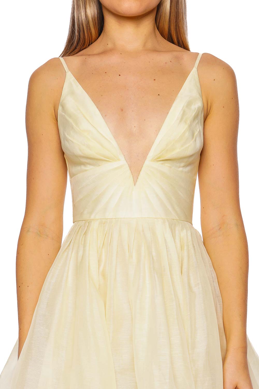 ZIMMERMANN Illuminate Lemon V Neck Mini Dress