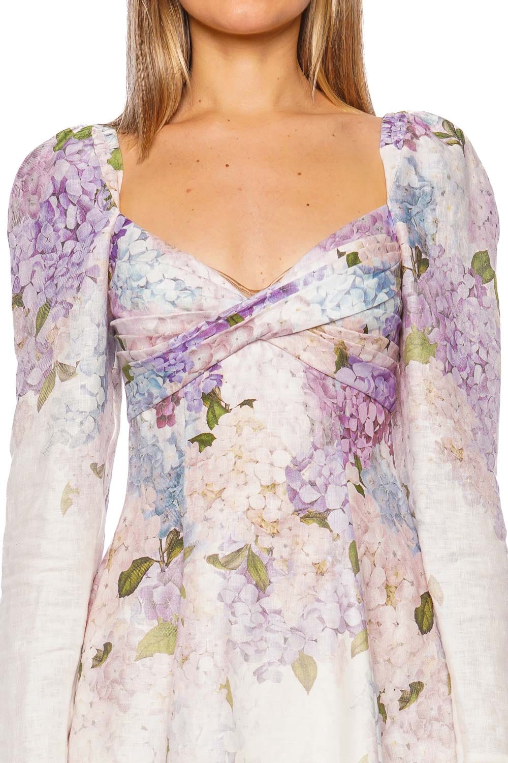 ZIMMERMANN Dawning Hydrangea Puff Sleeve Mini Dress