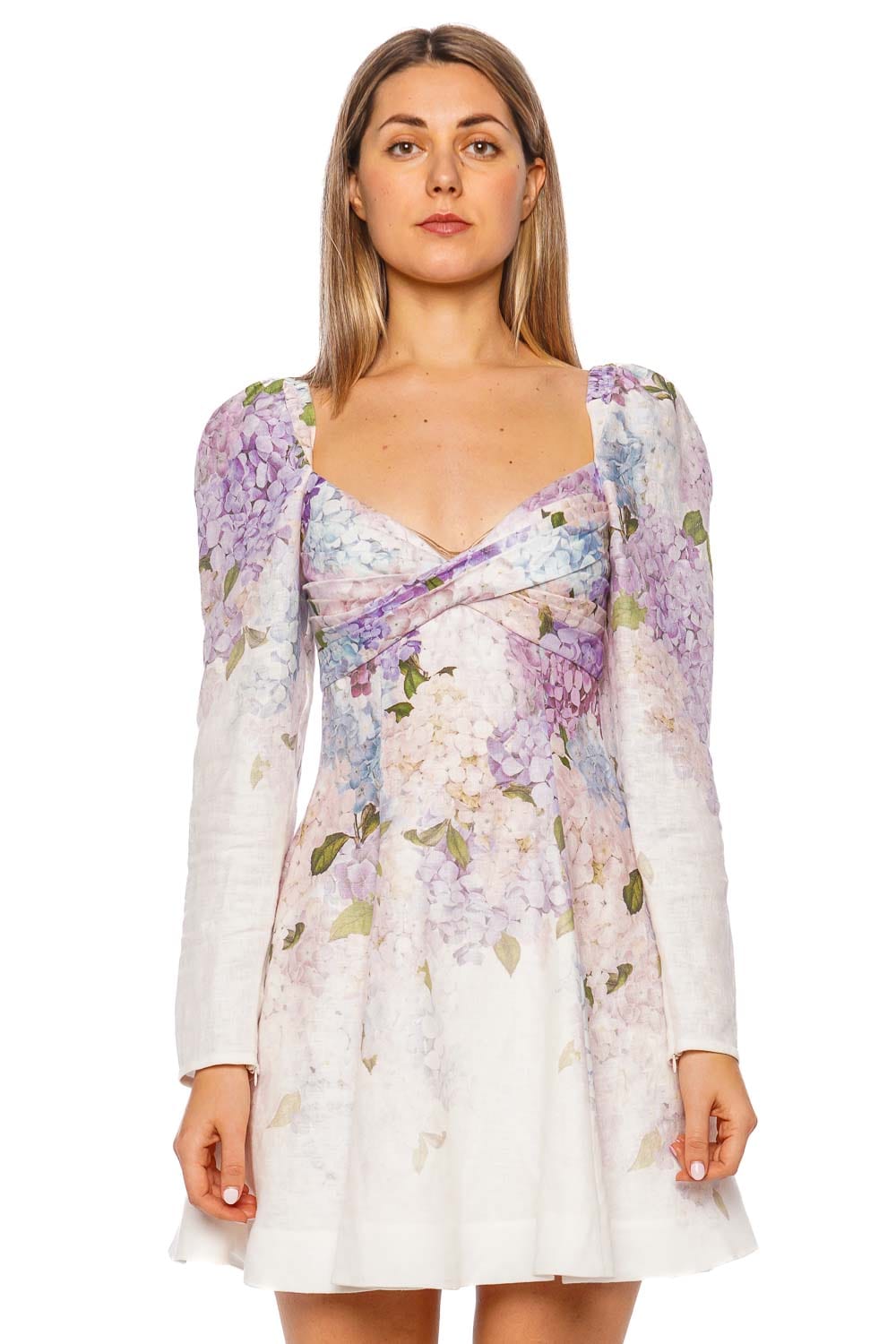 ZIMMERMANN Dawning Hydrangea Puff Sleeve Mini Dress