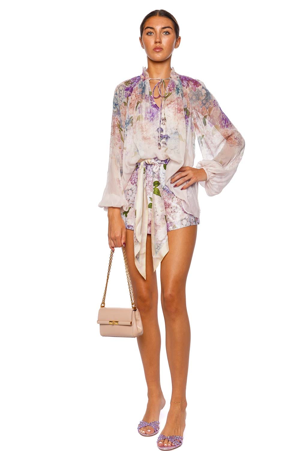 Flower Embroidery 2-Way Chiffon Blouse – axes femme from JAPAN